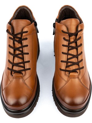 Emel Ayakkabı  Deri Modern Rahat Tam  Tarz Deri Bot Taba 3520