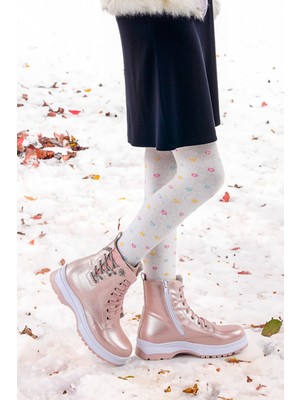 Kiko Kids 621 Termo Taban Kız Çocuk Bot Pudra Mikrofiber Düz Topuklu Fermuarlı Tasarım