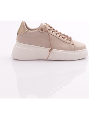 DGN ES854 Kadin Kalin Taban Silver Taş Bağcikli Sneakers Ayakkabi