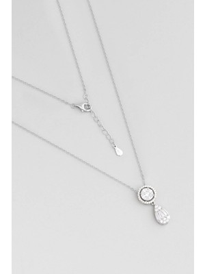 So CHIC Klasik Stil 18 Ayar Beyaz Altın Kaplama Gümüş Minimal Kolye