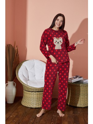 Waynap Kadın  Kışlık Polar Pijama Takımı Desenli Peluş Takım Waynap 8890