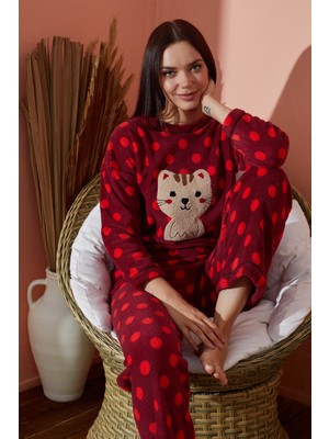 Waynap Kadın  Kışlık Polar Pijama Takımı Desenli Peluş Takım Waynap 8890