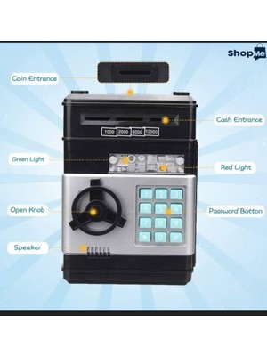 MR Shopping Atm Kumbara Şifreli Otomatik Kağıt Para Alan Kasa Kumbara Çocuklar Için Eğlenceli Hediyelik