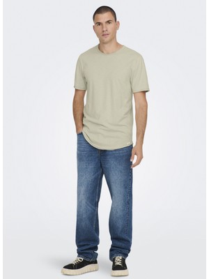 Only & Sons O Yaka Düz Taş Erkek T-Shirt Onsbenne Longy