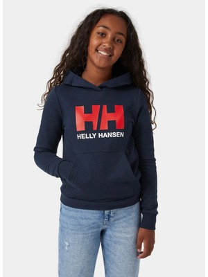 Helly Hansen Düz Erkek Lacivert Sweatshırt HHA.41677 Jr Logo Hoodıe 2.0