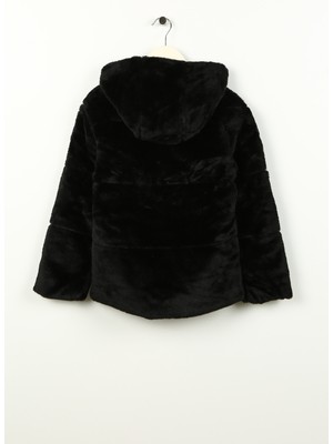 Name It Siyah Kadın Mont Nkfmosa Fake Fur Jacket W Hood Pb