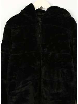 Name It Siyah Kadın Mont Nkfmosa Fake Fur Jacket W Hood Pb