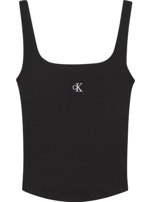 Calvin Klein U Yaka Düz Siyah Kadın Atlet J20J223192BEH