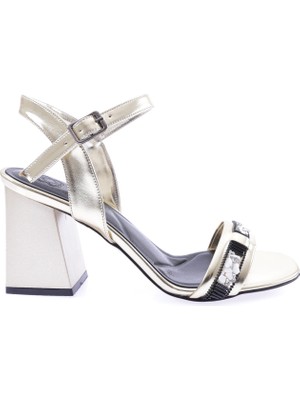 DGN 809-23Y Kadin  Bantli Taşli Topuklu Sandalet