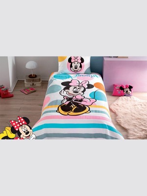 Taç Lisanslı Pike Takımı Minnie Mouse Sweet Tek Kişilik Lastikli