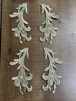 Gönülden Tasarım 14X6 cm 4 Adet Altın Sarısı Nakış Işleme Osmanlı Deseni Arma Yama Set Dikiş