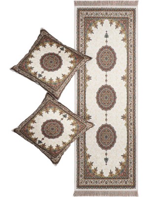 Ekru Kadife Runner Takımı