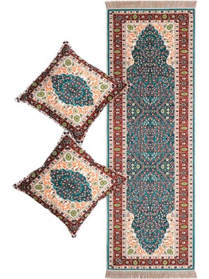 Petrol Yeşil Kadife Runner Takımı