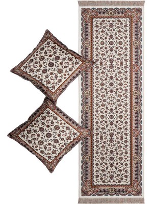 Krem Kadife Runner Takımı