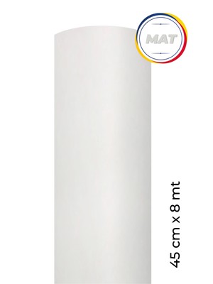 Mat Beyaz Yapışkanlı Kaplama Folyosu  45 cm  x 8 mt