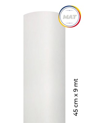 Mat Beyaz Yapışkanlı Kaplama Folyosu  45 cm  x 9 mt