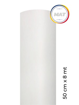 Mat Beyaz Yapışkanlı Kaplama Folyosu  50 cm  x 8 mt