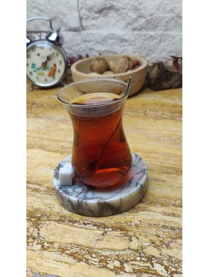 Mermer Bardak Altlığı 4'lü Set Yuvarlak