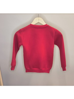 Modarvi Stop Baskılı 3 Iplik Şardonlu Kırmızı Çocuk Sweatshirt