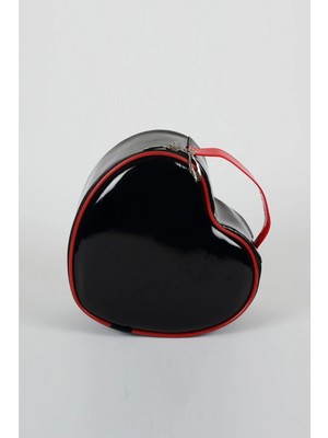 Maykis Büyük Siyah Kalp Deri Makyaj Çantası