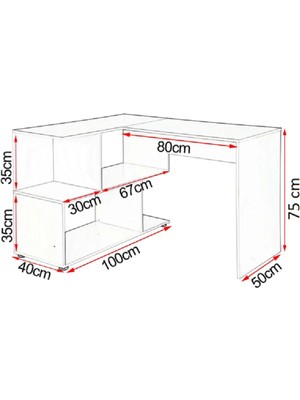 Aden Home Kitaplıklı Çalışma Masası, Bilgisayar Masası,  Beyaz Mdf Ofis Çalışma Masası CM108