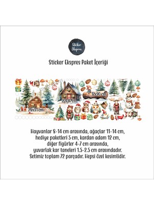 Sticker Ekspres Ormanda Yılbaşı Temalı Set Yeni Yıl Cam Kapı Duvar Sticker Seti