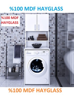 Baku Home %100 Mdf Hayglass Çamaşır Makinası Dolabı