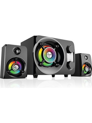Rampage Rms-G8 2+1 25W Bluetooth+Usb-Sd-Fm Rainbow Siyah LED Işıklı Gaming Speak