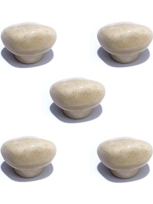 Eym 5 Adet Porselen Meşe Taş Düğme Tek Vidalı Mobilya Dolap Kulp