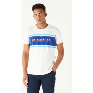 Altınyıldız Classics Erkek Ekru Slim Fit Dar Kesim Bisiklet Yaka %100 Pamuk Baskılı Tişört