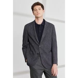 ALTINYILDIZ CLASSICS Erkek Siyah-gri Comfort Fit Rahat Kesim Mono Yaka Magic Blazer Ceket