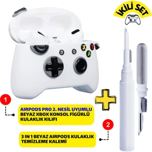 Pro 2. Nesil Uyumlu Beyaz Xbox Konsol Kulaklık Kılıfı ve Beyaz 3'ü 1 Arada Kulaklık Temizleme Kalemi