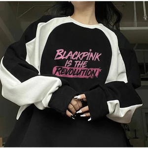 Touz Moda Is The Revolution Baskılı Oversize Bisiklet Yaka Siyah Sweatshirt