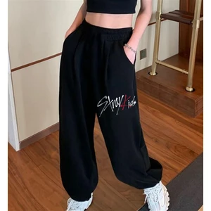 Touz Moda K-Pop Serisi Stray Kids Baskılı Oversize Siyah Eşofman Altı
