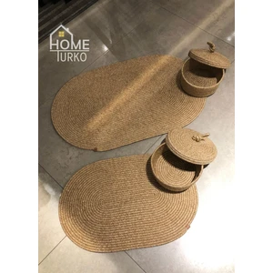 Home Turko 4'lü Banyo Paspas Takımı, Banyo Paspası, Mutfak Paspası, Kapı Önü Paspası, Jüt Paspas, Kilim, Jüt