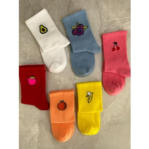 Sky Socks 6'lı Avokado Çilek Doğal Meyveli Set Kokulu Tenis Kolej Çorap