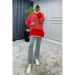 Vent Giyim Çizgili Triko Kazak