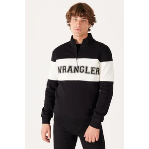 Regular Fit Normal Kesim %100 Pamuk İçi Polarlı Dik Yaka Mavi Sweatshirt
