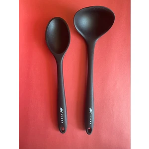 Sert Uçlu Isıya Dayanıklı Yanmaz Yapışmaz Silikon Kaşık Seti 2 Parça 28CM Uzun Derinkaşık 28CM Kepçe