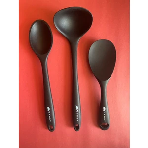 Sert Uçlu Isıya Dayanıklı Yanmaz Yapışmaz Silikon Kaşık Seti 3 Parça 28CM/22CM Kaşık 28CM Kepçe