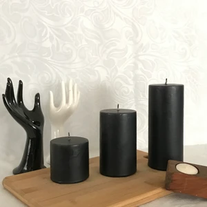 Kaya Mum 3’lü Siyah Silindir Mum Serisi ( Çap 7 Cm, Boy 7-12-17 Cm)