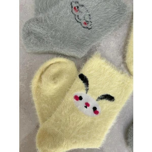 Sky Socks 2'li Peluş Kışlık Yumuşak Yünlü Kokulu Sarı-Yeşil Uyku Çorabı