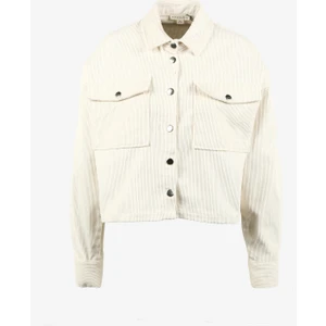 Loose Fit Gömlek Yaka Düz Ekru Kadın Gömlek A3WL-GML3