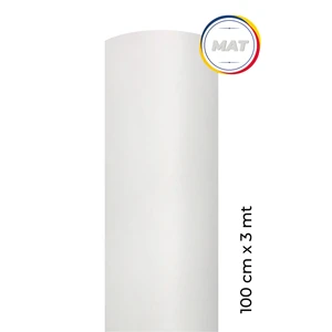 Mat Beyaz Yapışkanlı Kaplama Folyosu  100 CM  X 3 MT