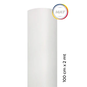 Mat Beyaz Yapışkanlı Kaplama Folyosu  100 CM  X 2 MT