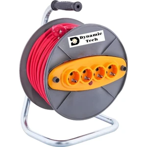 Dynamic Tech 50 Metre 3x2.5 Makaralı Seyyar Uzatma Kablosu 4 Prizli (Dörtlü)