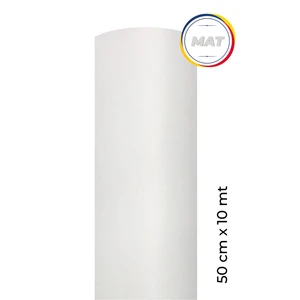 Mat Beyaz Yapışkanlı Kaplama Folyosu  50 cm  x 10 mt