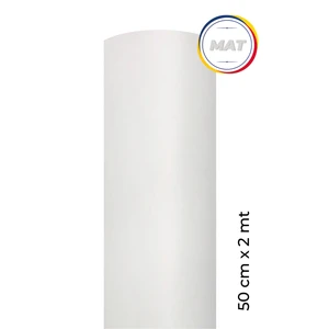Mat Beyaz Yapışkanlı Kaplama Folyosu  50 cm  x 2 mt