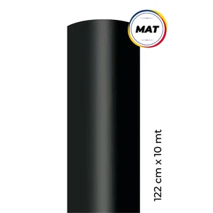 Mat Siyah Yapışkanlı Kaplama Folyosu 122 CM X 10 MT