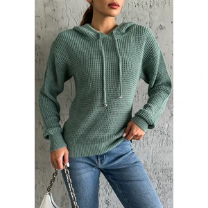 Nosia Fashion Kapüşonlu Uzun Kollu Mint Yeşili Renk Triko Kazak
